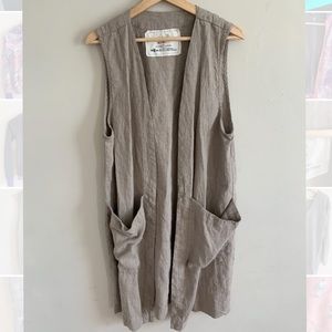 Not perfect linen duster vest oatmeal tan L